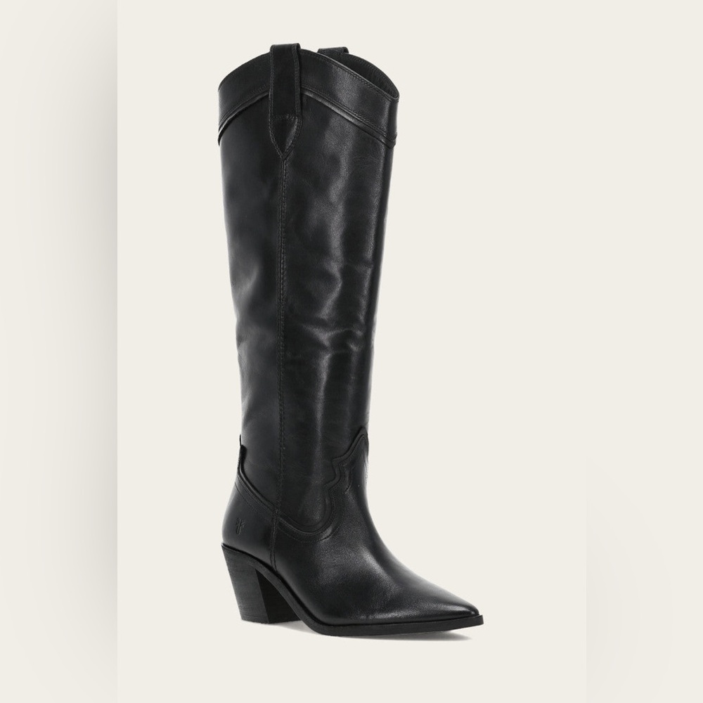 Frye Black Leather Western Style Over the Knee Boots WORN ONCE
